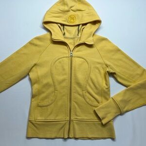 Lululemon Scuba Hoodie Womens 8 Yellow Full Zip Sweatshirt Thumbholes .W4A60S
